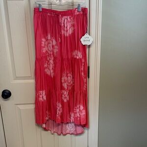 Hannah Rose Red Tie-Dye High Low Skirt